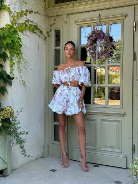 Костюм Milirud топ + спідниця софтшел білий