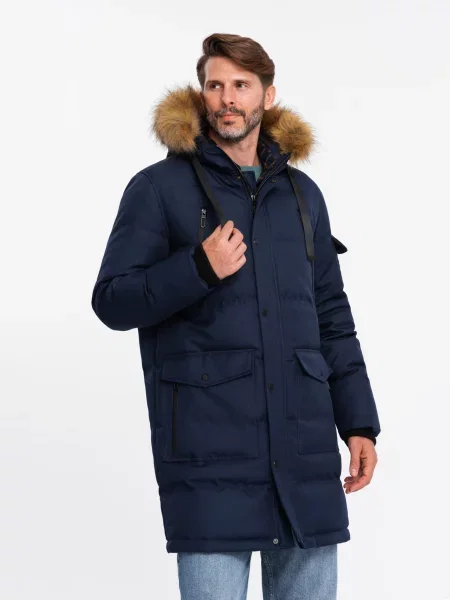 Parka Ombre s kapucňou modrá