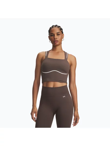 Дамска тренировъчна тениска Under Armour Meridian Contour Tank peppercorn/white/peppercorn бяло