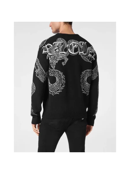 Sweter Philipp Plein z okrągłym dekoltem czarny
