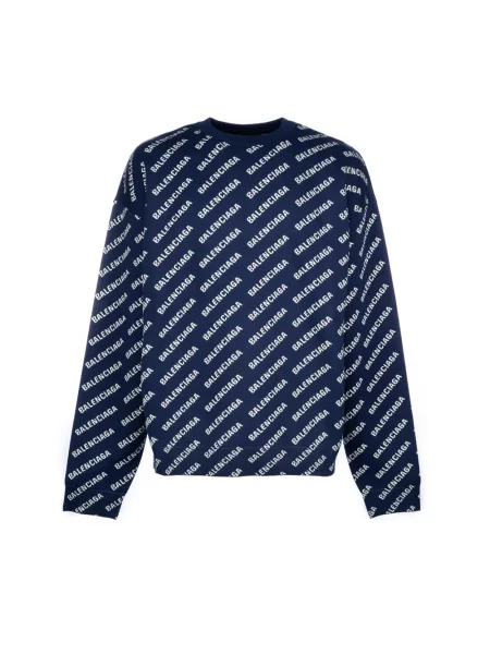 Lniany sweter Balenciaga niebieski