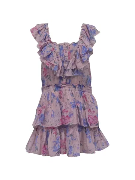 Mała sukienka mini Loveshackfancy w kwiatki garniturowa różowa