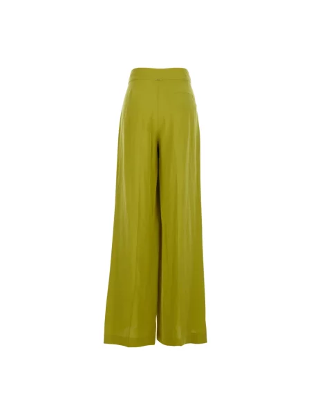 Lniane spodnie Twinset zielone