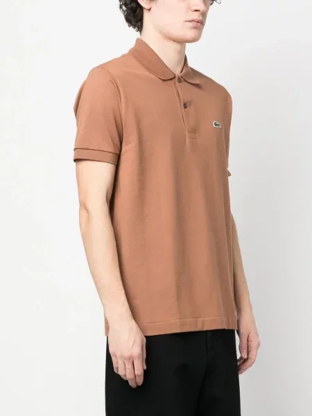 Tricou polo Lacoste cu autograf maro