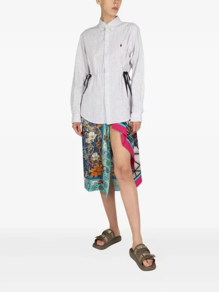 Sukienka 1/off w kratkę garniturowa biała