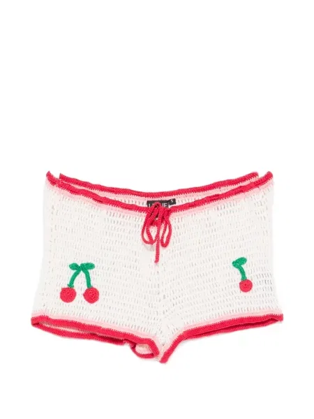 Pantaloni scurți Leslie Amon cu aplicații alb