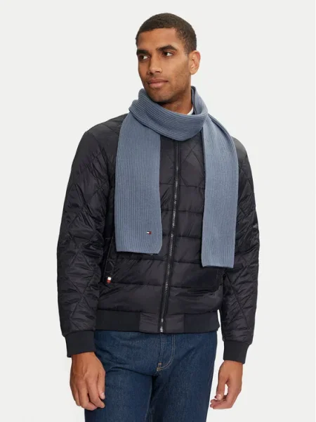 Шал Tommy Hilfiger мъжки с изчистен дизайн синьо