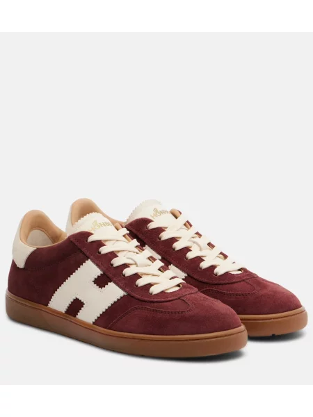 Sneakerși Hogan din piele de căprioară bordo