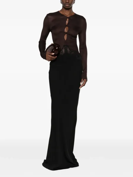 Rochie maxi Christopher Esber din dantelă de costum negru