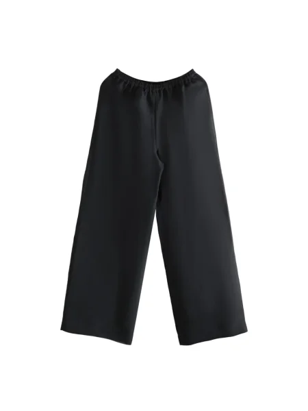Pantaloni The Row de mătase negru
