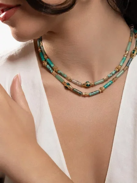Colier Gas Bijoux cu mărgele verde