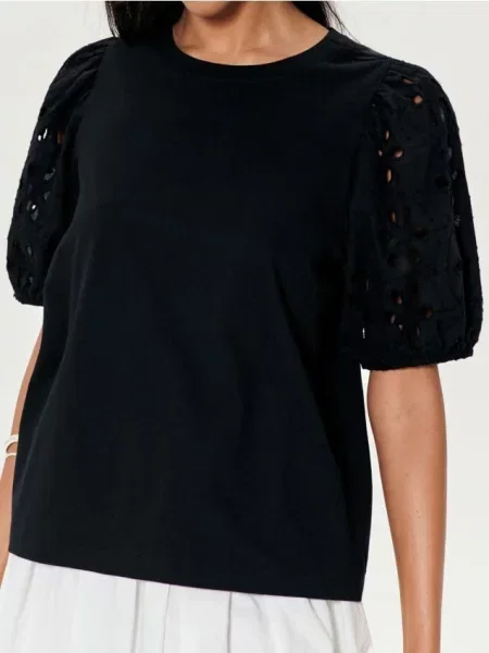 Блузка з об’ємними рукавами чорний