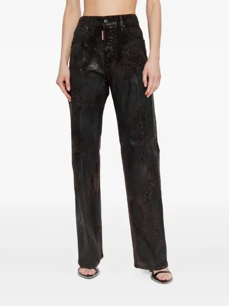 Pantaloni Dsquared2 cu imagine cu imprimeu animal print negru