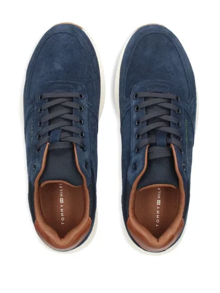 Sneakerși Tommy Hilfiger din piele de căprioară albastru