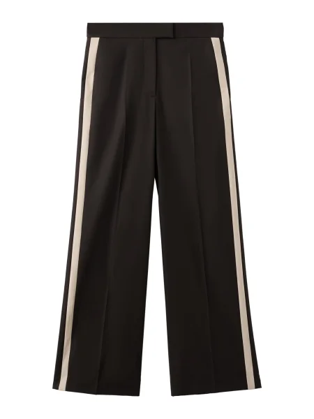 MANGO Nohavice s pukmi FATIMA krémová / tmavohnedá