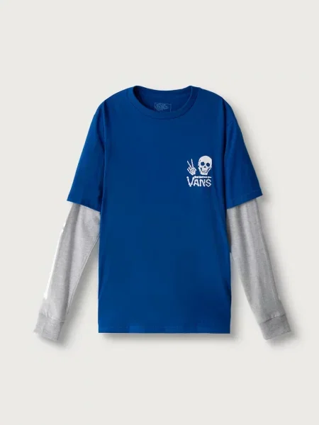 Vans majica dugih rukava za djecu od pamuka Arm Bones Twofer plava