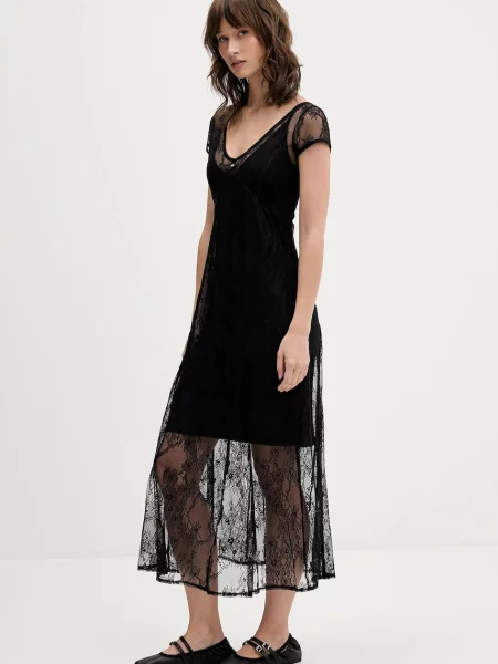 Tommy Jeans sukienka maxi rozkloszowana czarny