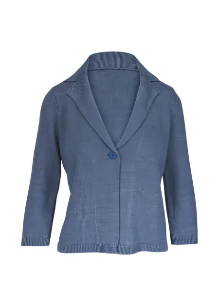 Lniany kardigan Kinross Cashmere niebieski