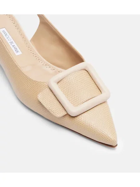 Balerini Manolo Blahnik din piele slingback bej