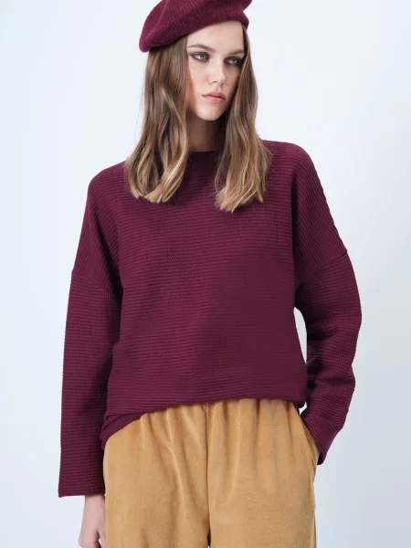 Trend Alaçatı Stili Tricou burgundy roșu