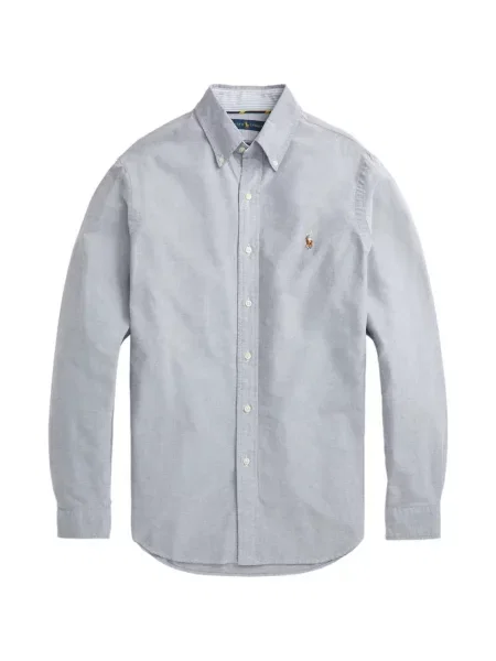 Tricou polo Polo Ralph Lauren cu autograf cu 5 buzunare în carouri gri