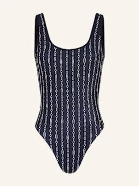 Jednodílné plavky Tommy Hilfiger One Piece Print Ext flag chain dark night navy tmavě modré