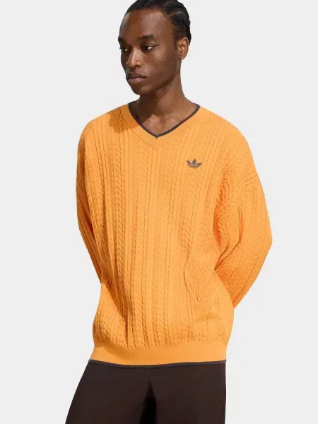 Adidas Originals pulover pentru bărbați cu Cable Knit portocaliu