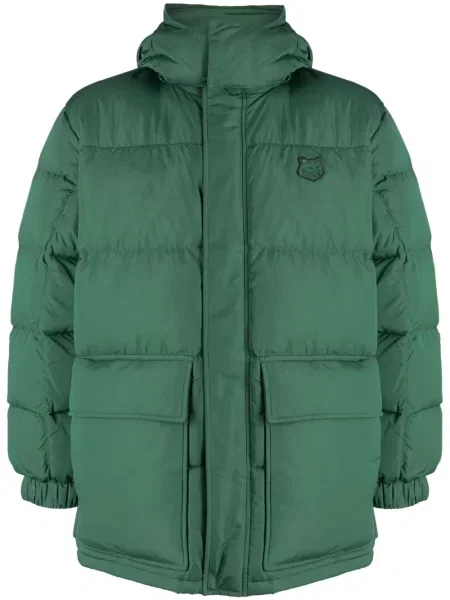 Palton Maison Kitsune cu broderie cu glugă verde