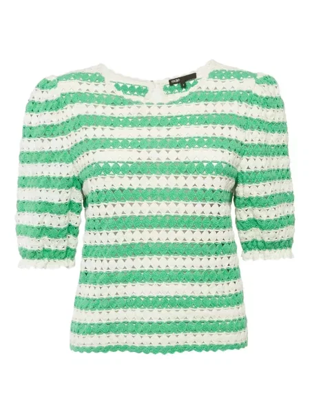Пуловер Maje на райета зелено