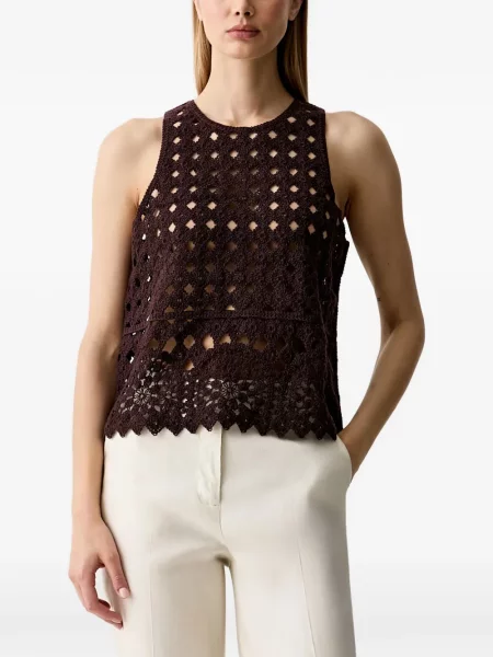 Top Sisley fără mâneci tricotate maro