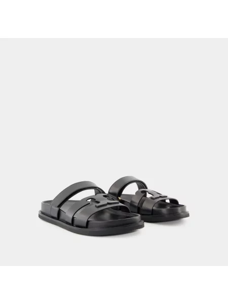 Klapki Tory Burch skórzane czarne