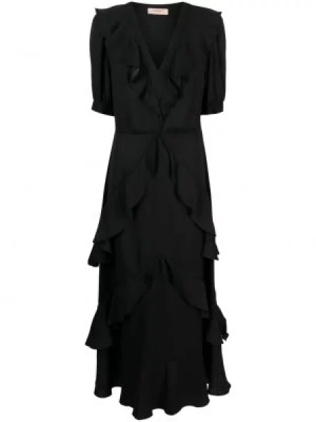 Rochie maxi Twinset cu volane negru