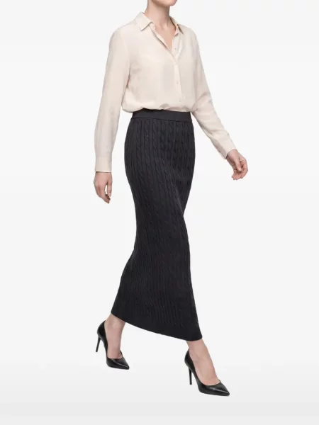 Fusta maxi Brunello Cucinelli cu paiete tricotate negru