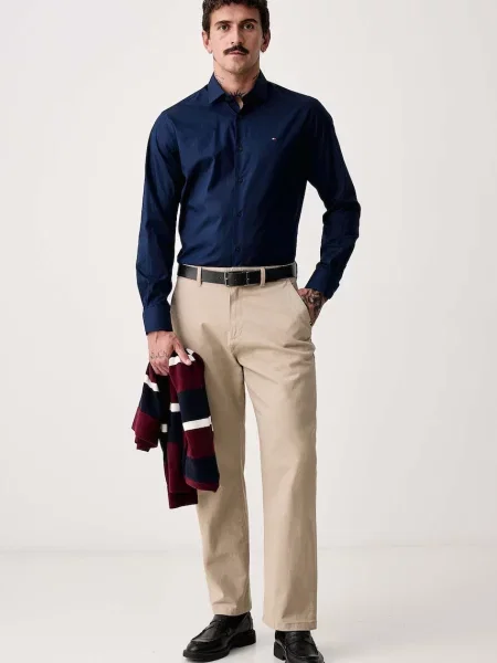 Tommy Hilfiger srajca z bombažem modra