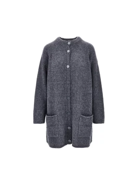 Długi kardigan Emporio Armani wełniany szary