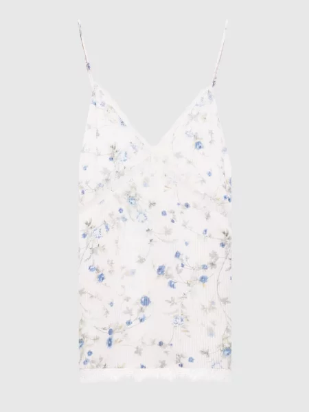 Топ в квітковий принт з мереживом Juun.j білий