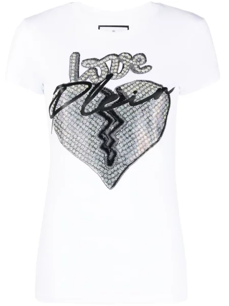 Tricou Philipp Plein cu imagine scurt alb