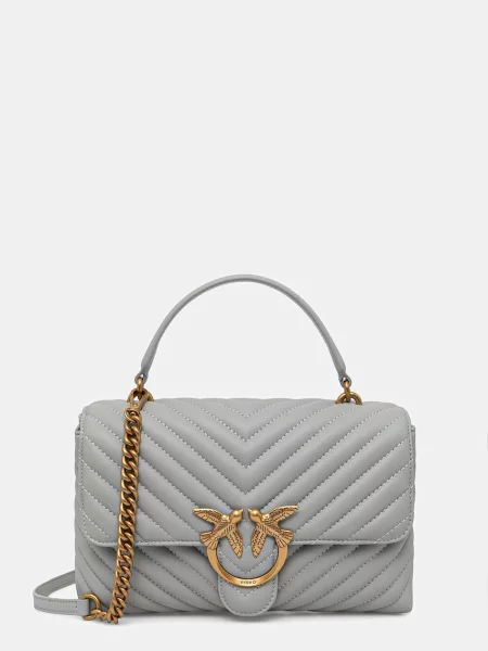 Torebka skórzana Pinko skórzana szara