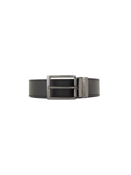 Pasek Emporio Armani skórzany na sprzączkę dwustronny czarny