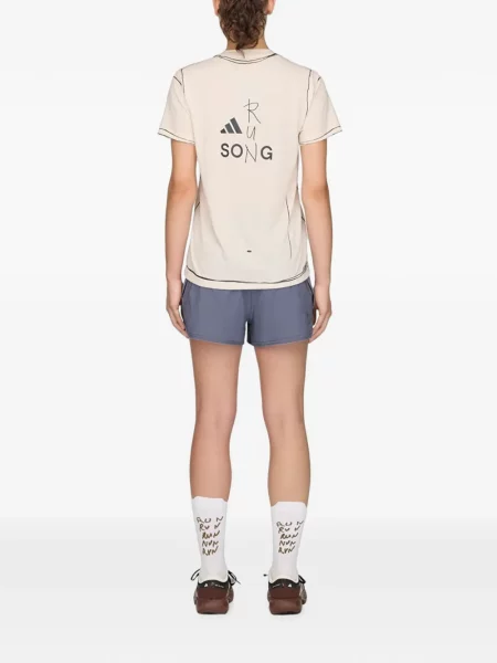 Scurt tricou Adidas alergare cu broderie portocaliu