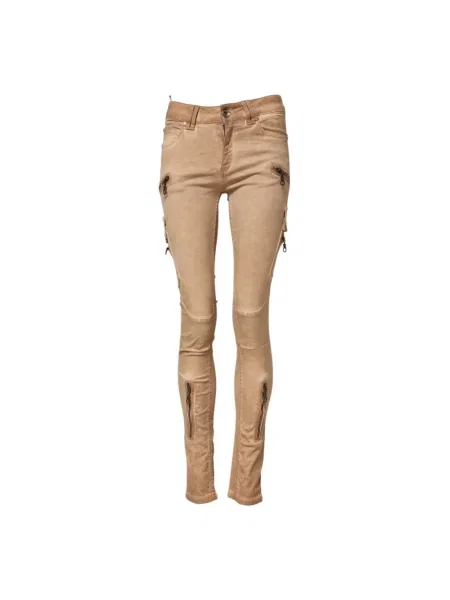 Skinny jeansy skinny Plein Sud brązowe