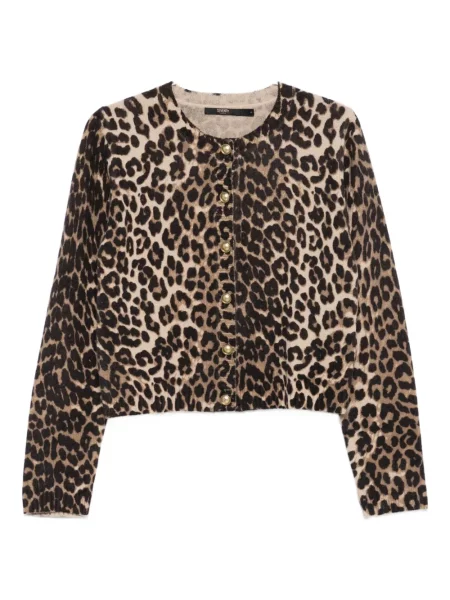 Cardigan Seventy cu imagine cu model leopard maro
