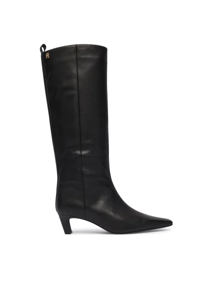 Čižmy Tommy Hilfiger Kitten Heel Leather High Boot čierna