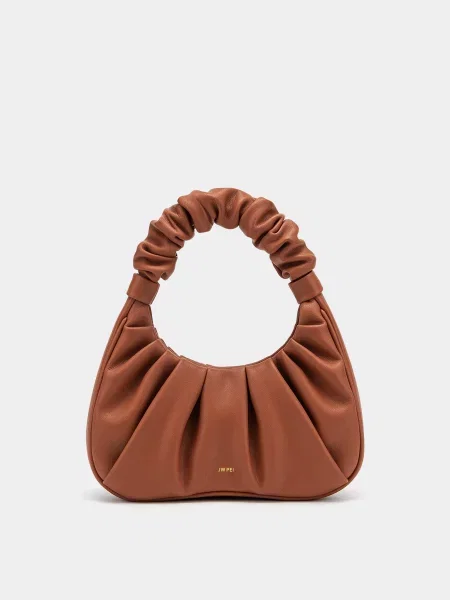 Кожаная сумка Jw Pei с рюшами коричневая
