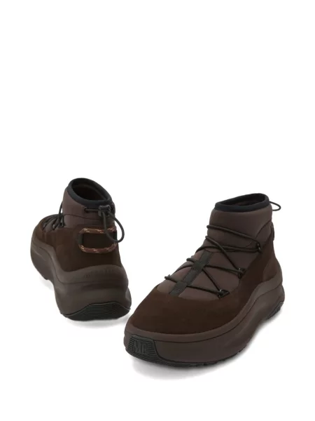 Sneakerși Moon Boot cu șireturi din piele de căprioară maro