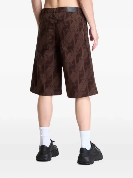 Pantaloni scurți Adidas cu dungi cu imagine din piele de căprioară verde