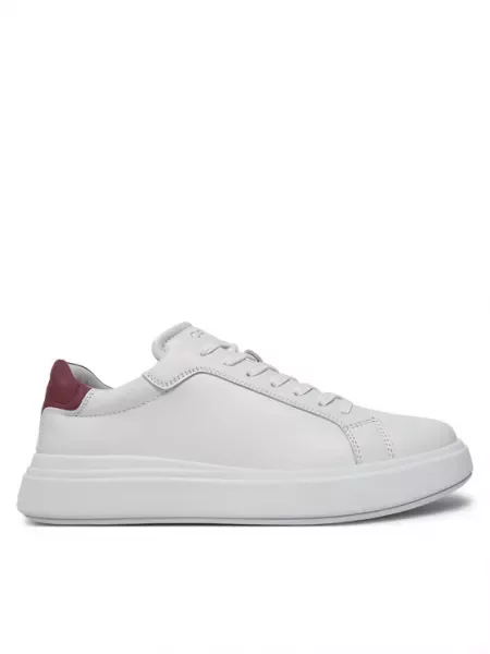 Calvin Klein Usnjene superge LOW TOP LACE UP LTH bela