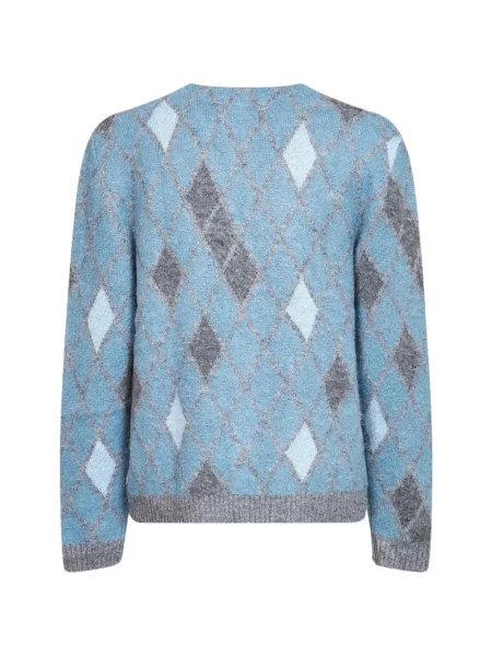 Cardigan Nn07 tricotate cu model argyle albastru