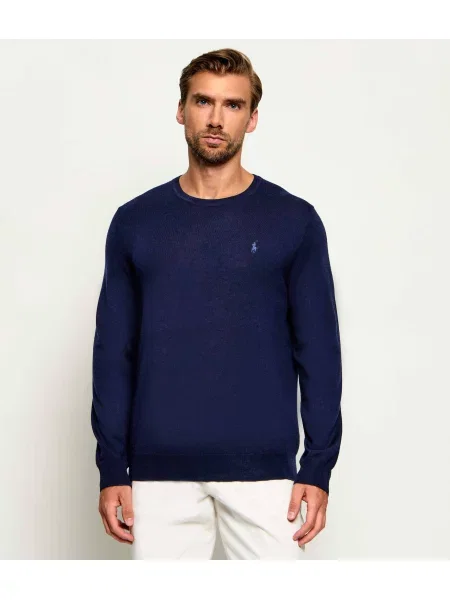 POLO RALPH LAUREN Gyapjú kötött pulóver kék