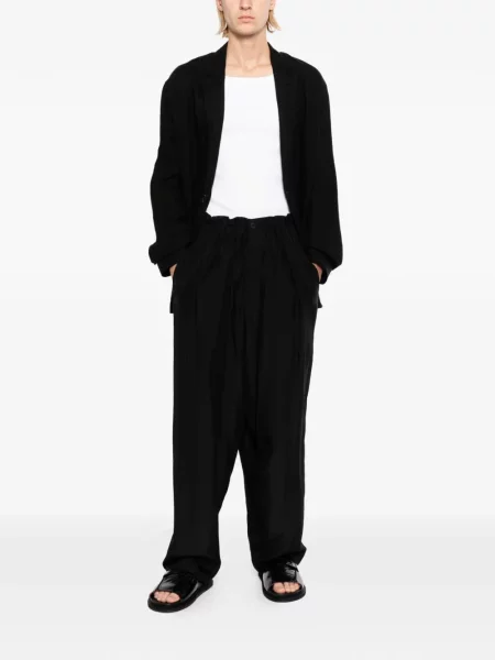 Μεταξωτό παντελόνι Yohji Yamamoto μαύρο
